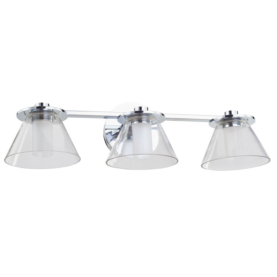 Abra Lighting Cone 3 Light Clear Cones/Opal Diffuser, Chrome