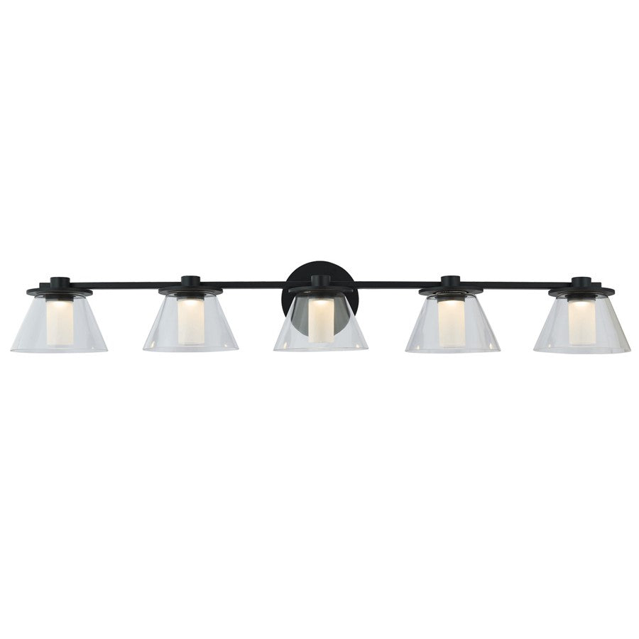 Abra Lighting Cone 5 Light Clear Cones/Opal Diffuser, Black