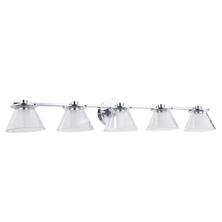 Abra Lighting Cone 5 Light Clear Cones/Opal Diffuser, Chrome