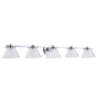 Abra Lighting Cone 5 Light Clear Cones/Opal Diffuser, Chrome