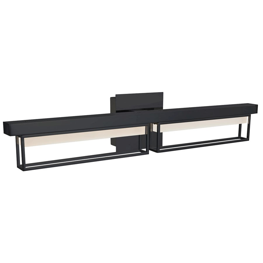 Abra Lighting Pane 2 Light (m) Framed Vanity/Frosted, Black
