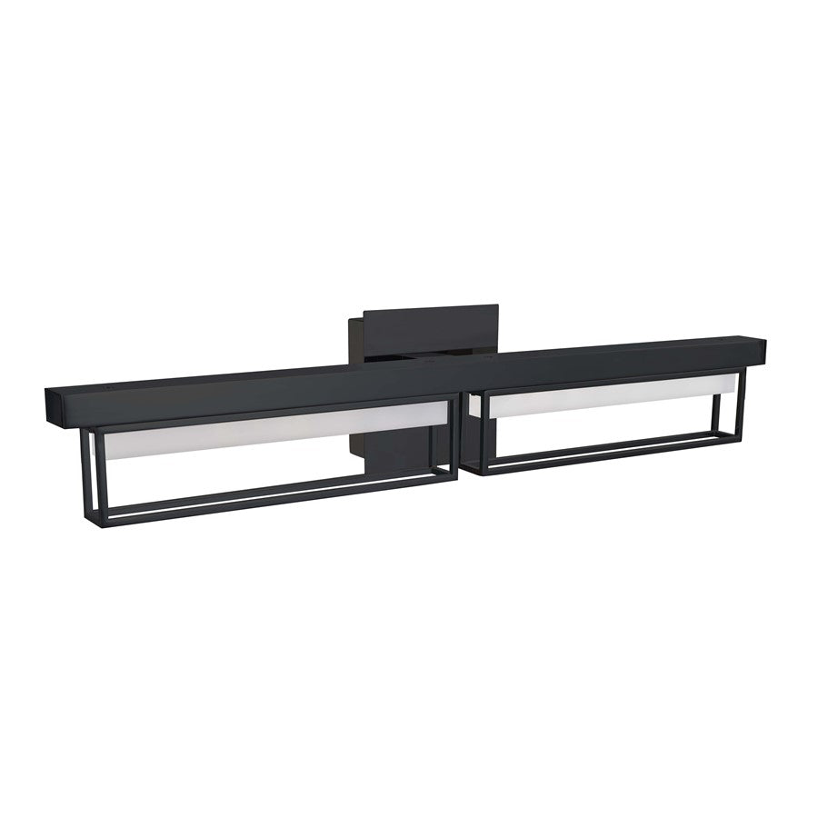 Abra Lighting Pane 2 Light (m) Framed Vanity/Frosted, Black