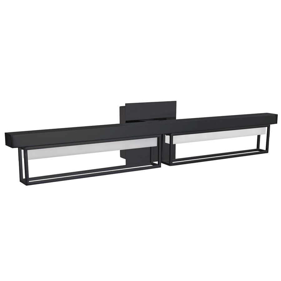 Abra Lighting Pane 2 Light (m) Framed Vanity/Frosted, Black