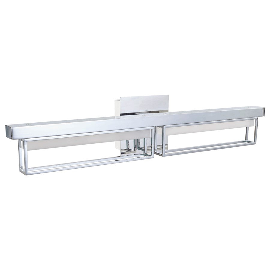 Abra Lighting Pane 2 Light (m) Framed Vanity/Frosted, Chrome
