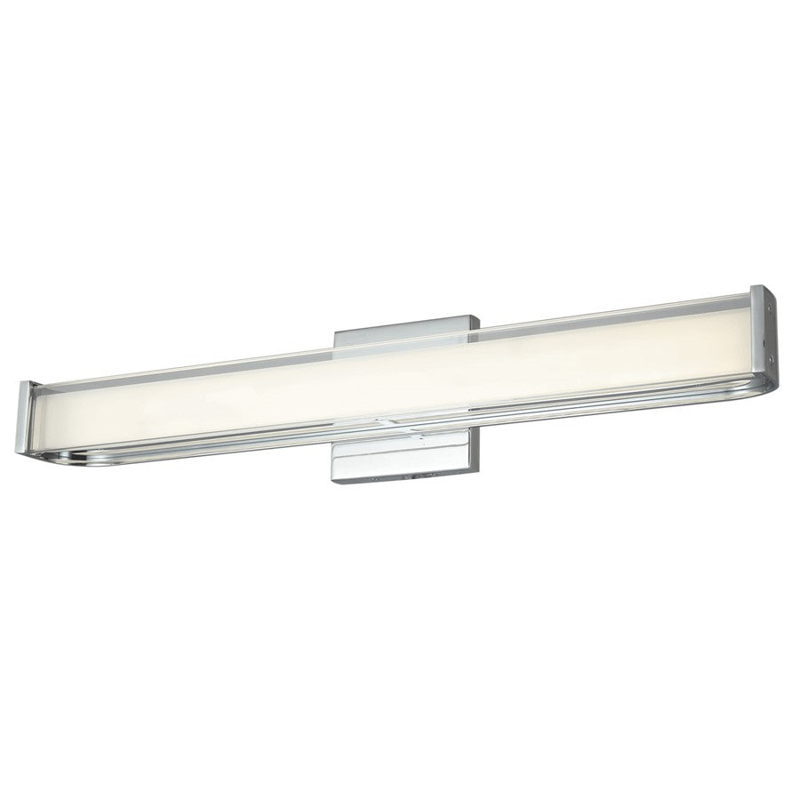 Abra Lighting Bend 1Lt (m) Curved Metal Vanity/Frosted, Chrome - 20132WV-CH-BEND