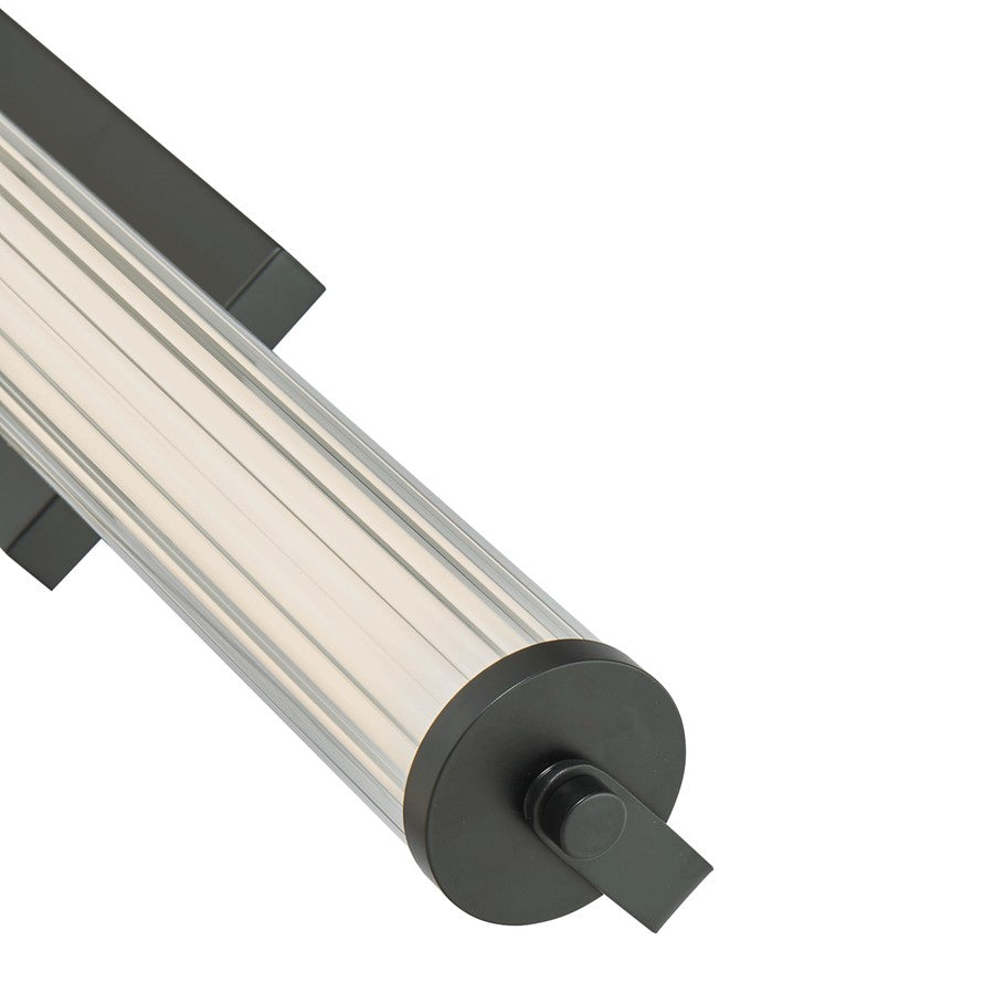 Abra Lighting Macie 1 Light 30" Fluted Clear Glass Vanity, Black