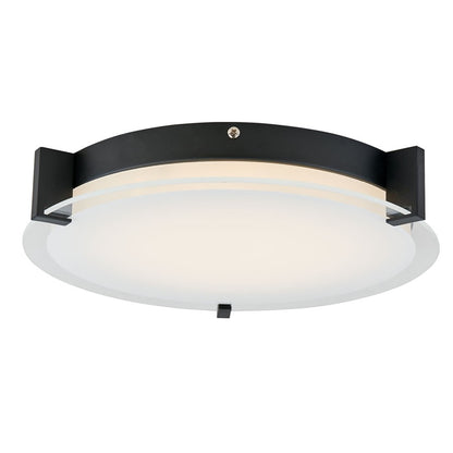 Abra Lighting Matrix 1Lt 12" Flat Round Flushmount, Black - 30010FM-BL-MATRIX