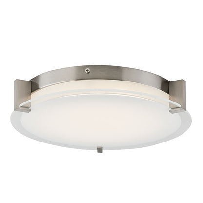 Abra Lighting Matrix 2Lt Flat Round Flushmount, Nickel - 30010FM-BN-MATRIX