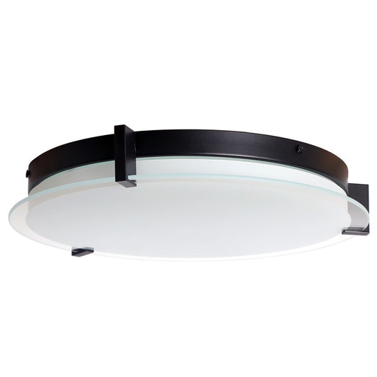 Abra Lighting Matrix 1Lt 14" Flat Round Flushmount, Black - 30011FM-BL-MATRIX
