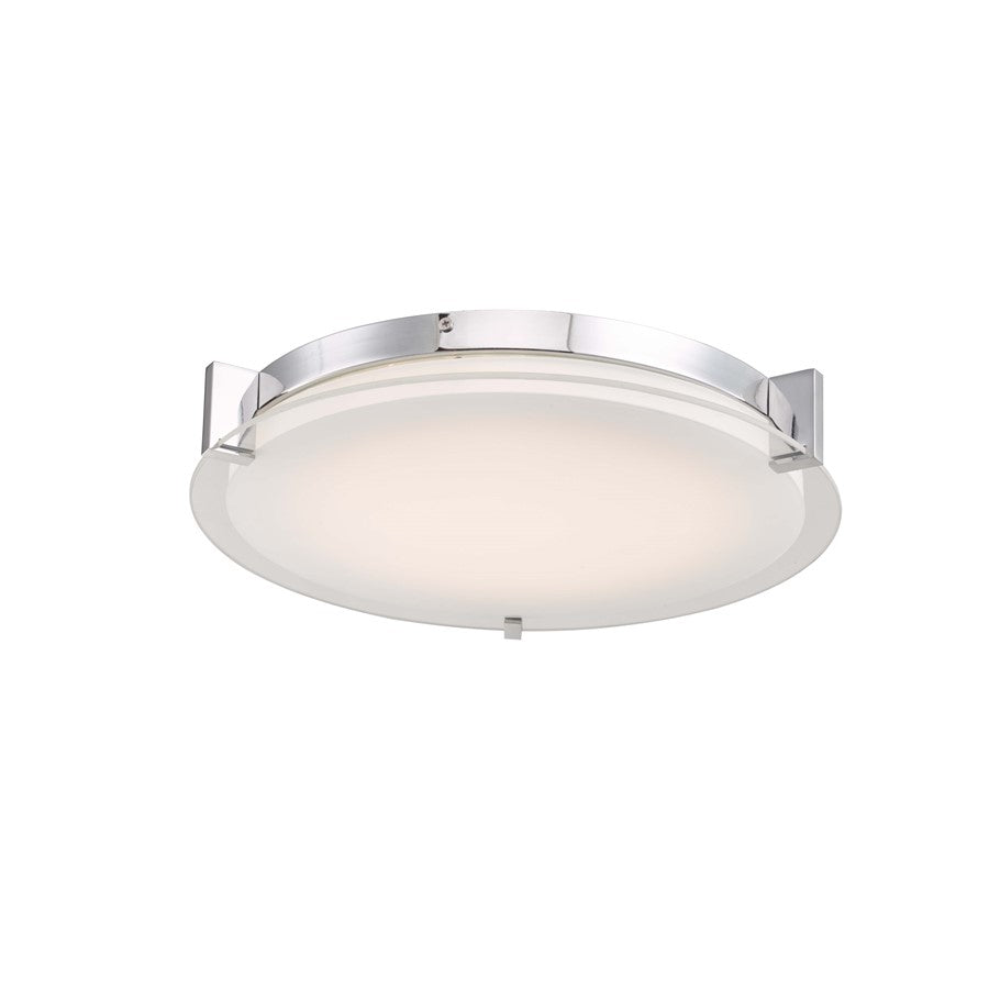 Abra Lighting Matrix 1 Light 14" Flat Round Flushmount, Chrome