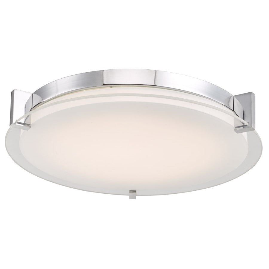 Abra Lighting Matrix 1 Light 14" Flat Round Flushmount, Chrome