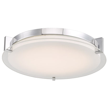 Abra Lighting Matrix 1 Light 14" Flat Round Flushmount, Chrome