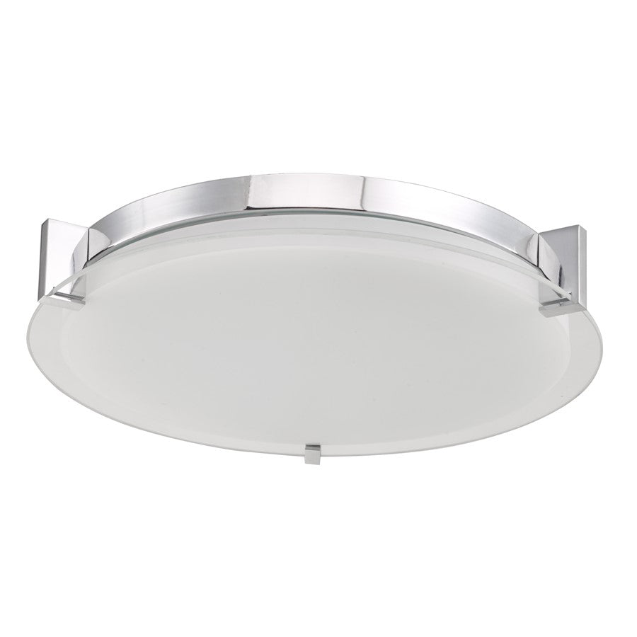 Abra Lighting Matrix 1 Light 14" Flat Round Flushmount, Chrome