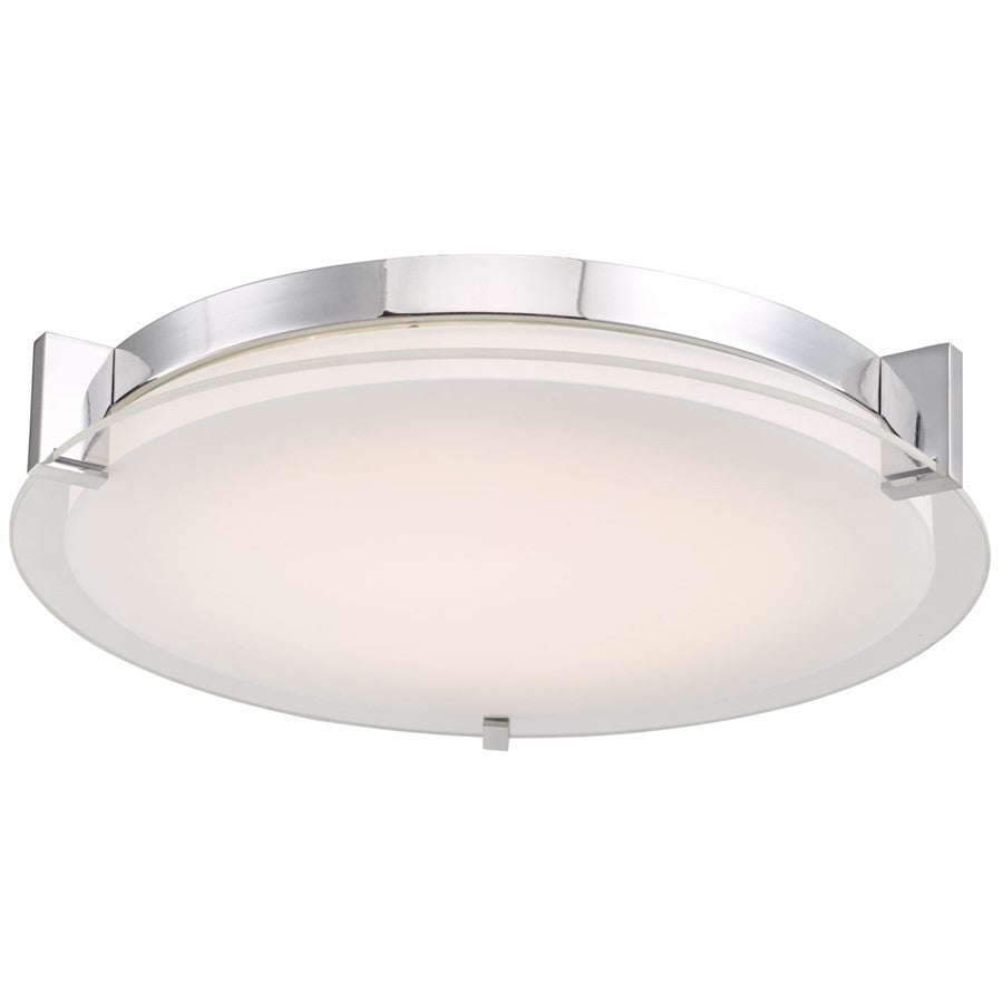 Abra Lighting Matrix 1 Light 14" Flat Round Flushmount, Chrome