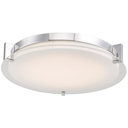 Abra Lighting Matrix 1 Light 14" Flat Round Flushmount, Chrome