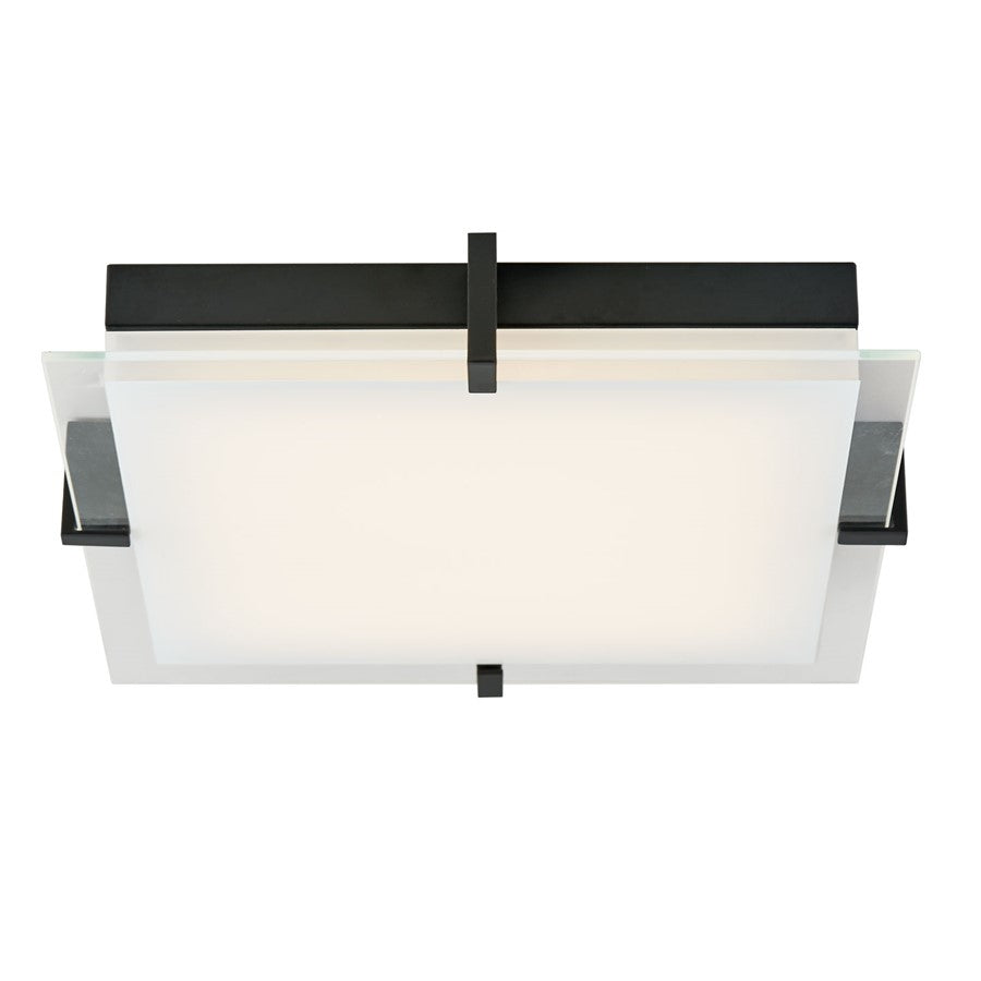 Abra Lighting Matrix 1 Light 12" Flat Square Flushmount, Black