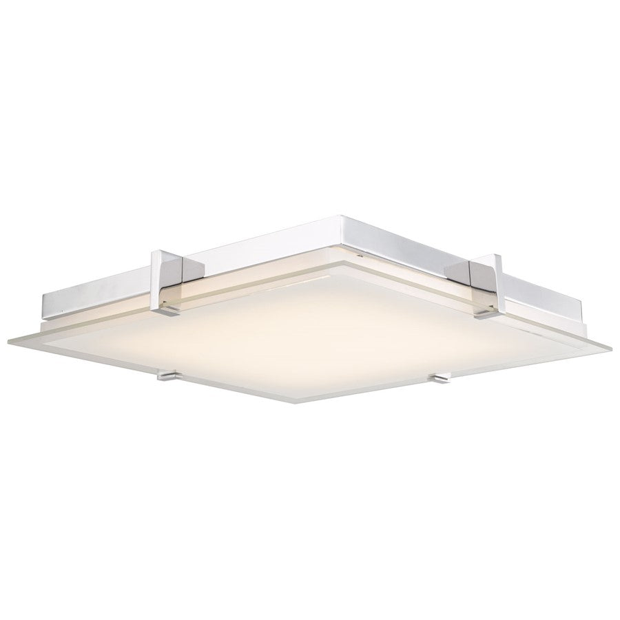 Abra Lighting Matrix 1 Light 15" Flat Square Flushmount, Chrome