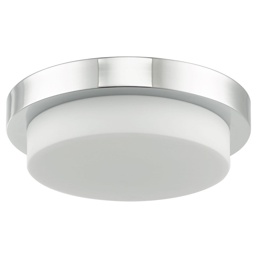Abra Lighting Step 1 Light 11" Stepped Opal Flushmount, Chrome