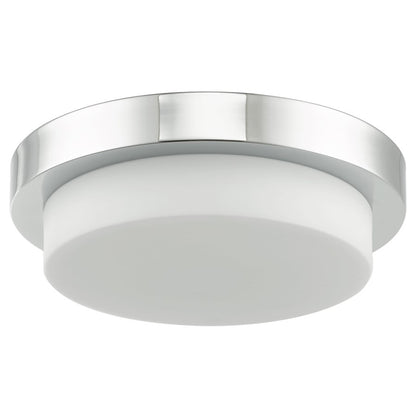 Abra Lighting Step 1 Light 11" Stepped Opal Flushmount, Chrome