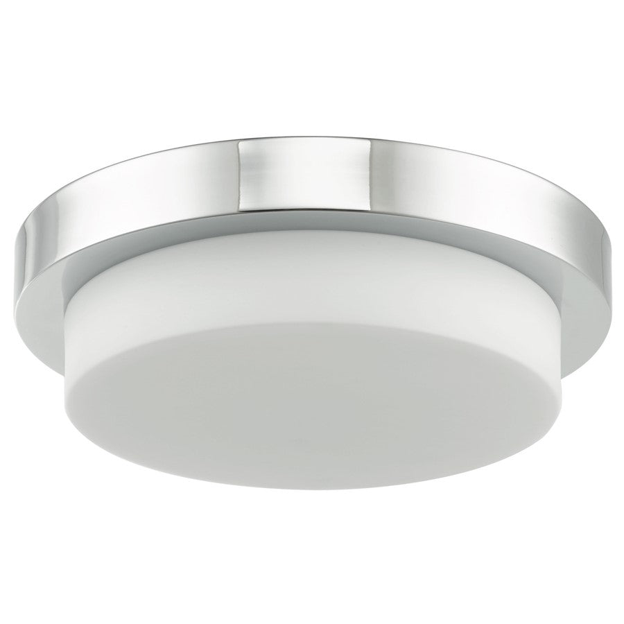 Abra Lighting Step 1 Light 13" Stepped Opal Flushmount, Chrome