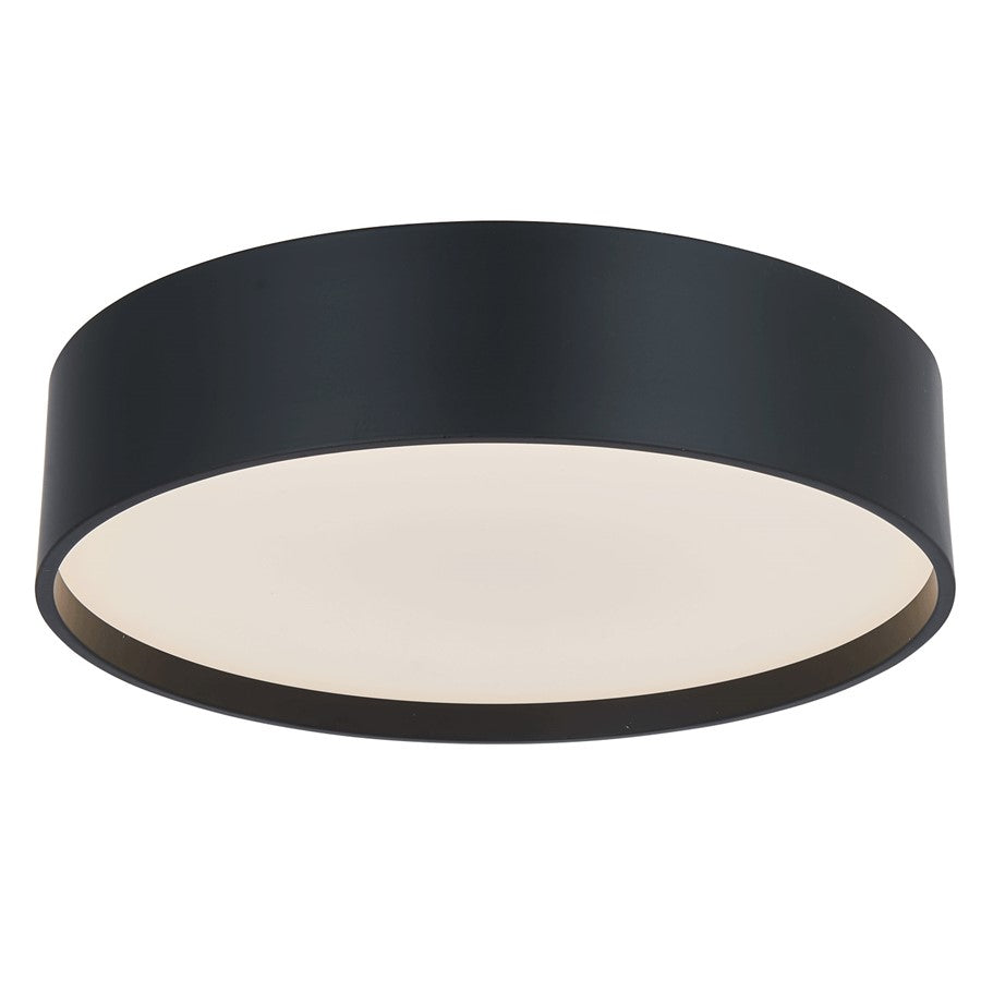 Abra Lighting Snare 1 Light 10" Cylinder/Frost Flushmount, Black