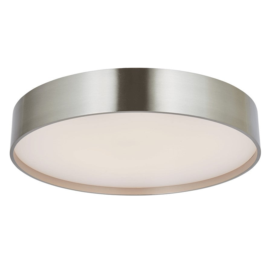 Abra Lighting Snare 1Lt 14" Cylinder/Frost Flushmount, Nickel - 30027FM-BN-SNARE