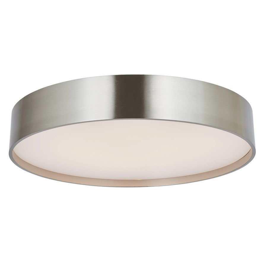 Abra Lighting Snare 1 Light 14" Cylinder/Frost Flushmount, Nickel