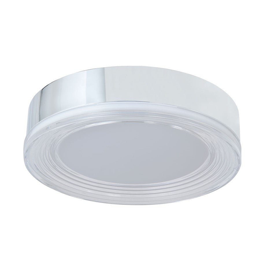 Abra Lighting Waves 1 Light 12" Ribbed Acrylic Flushmount, Chrome