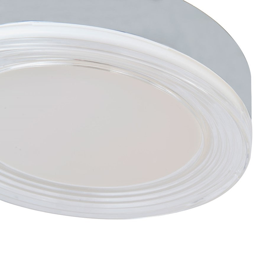Abra Lighting Waves 1 Light 12" Ribbed Acrylic Flushmount, Chrome