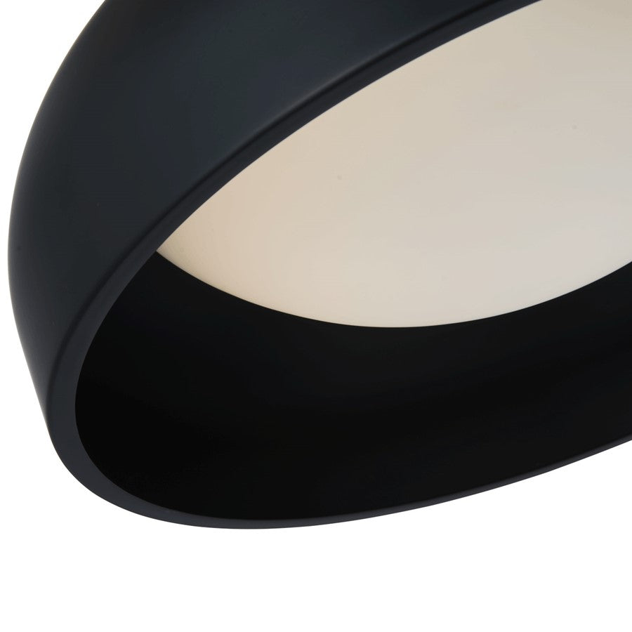 Abra Lighting Lynx 1 Light 17" Inner Curve Flushmount/Opal, Black