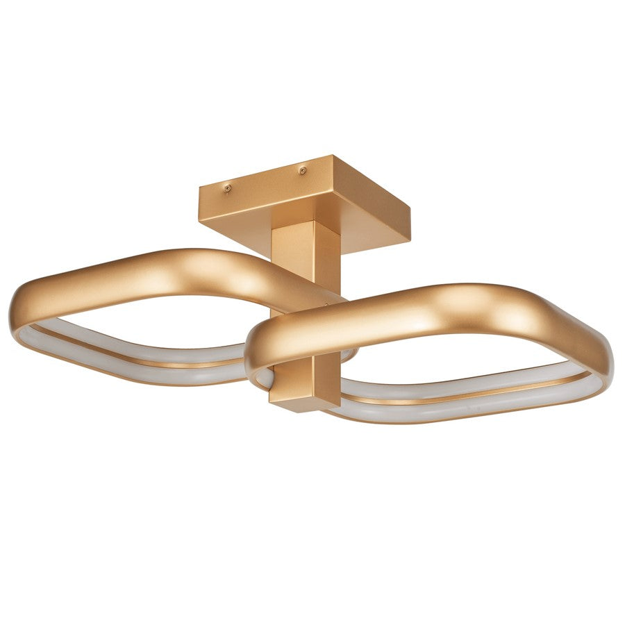 Abra Lighting Rave 2 Light LED Twin Square Semi-Flushmount, Gold
