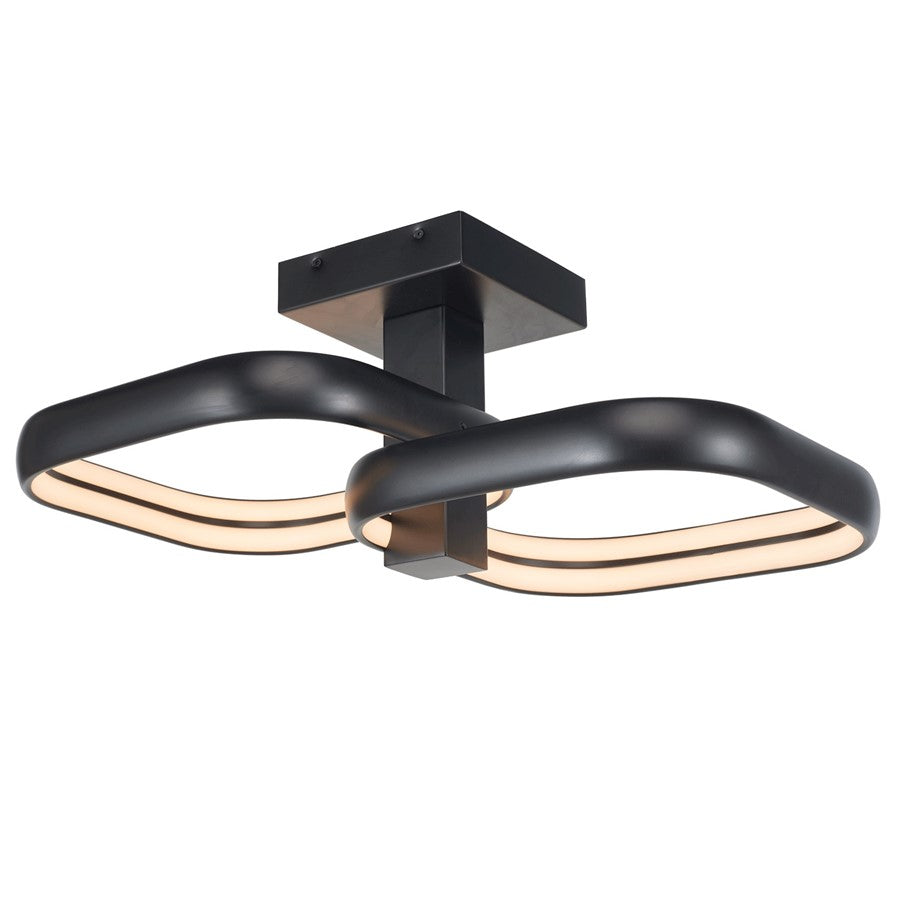 Abra Lighting Rave 2Lt LED Twin Square Semi-Flushmount, Black - 30087FM-MB-RAVE