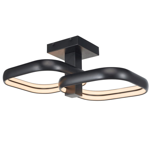 Abra Lighting Rave 2Lt LED Twin Square Semi-Flushmount, Black - 30087FM-MB-RAVE