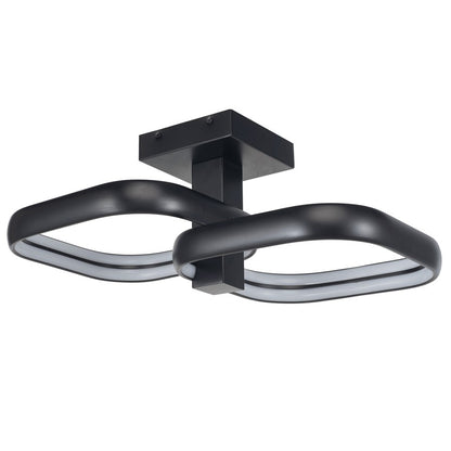 Abra Lighting Rave 2 Light LED Twin Square Semi-Flushmount, Black