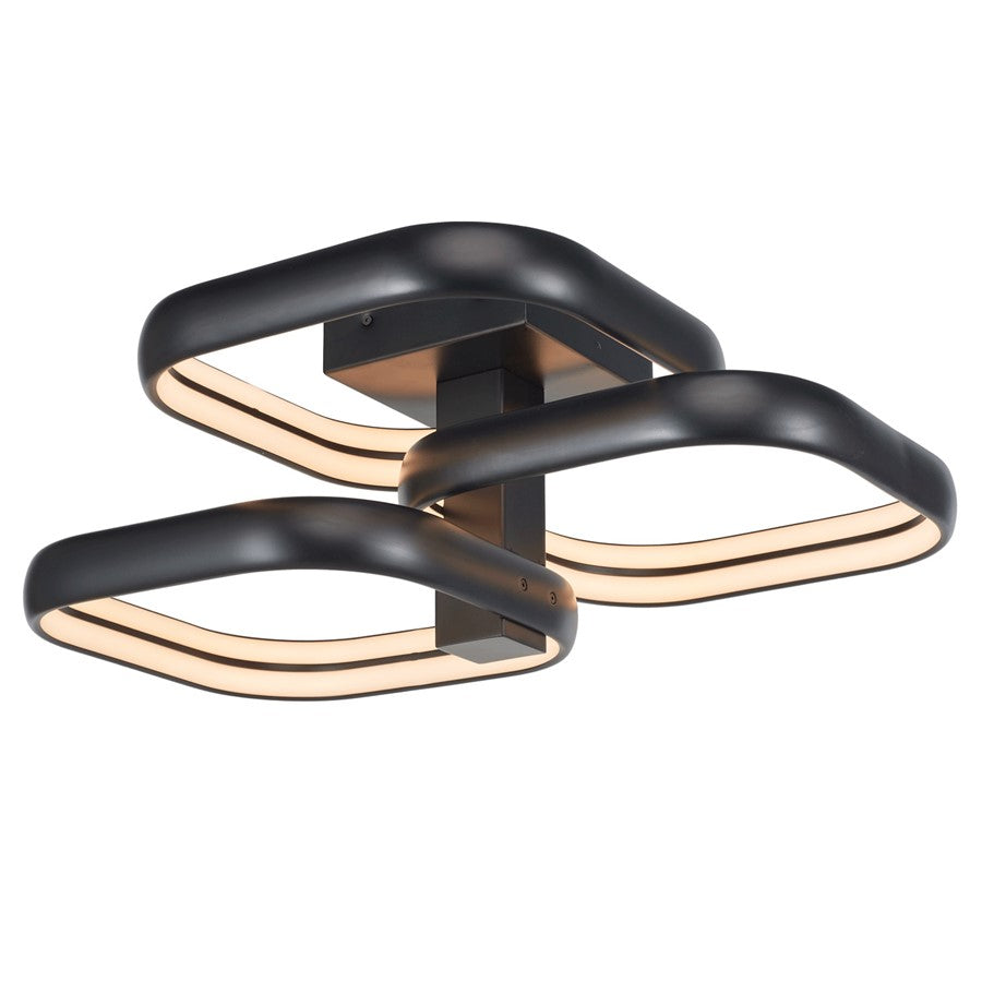 Abra Lighting Rave 3Lt Dual LED Triple Square Semi-Flush, BK - 30088FM-MB-RAVE
