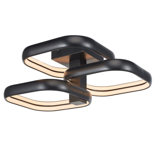 Abra Lighting Rave 3Lt Dual LED Triple Square Semi-Flush, BK - 30088FM-MB-RAVE