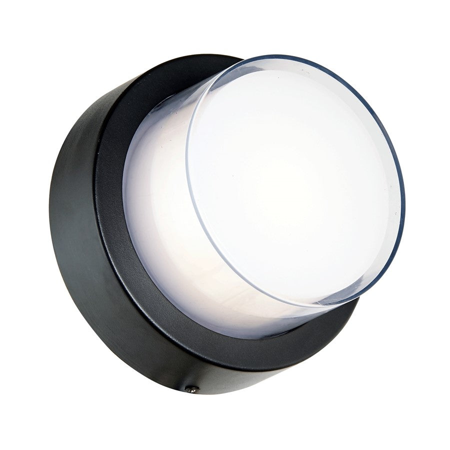 Abra Lighting Geo 1 Light Round Wet Location Wall Sconce, Black