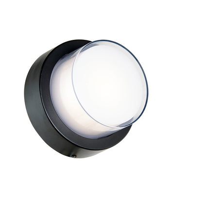 Abra Lighting Geo 1 Light Round Wet Location Wall Sconce, Black