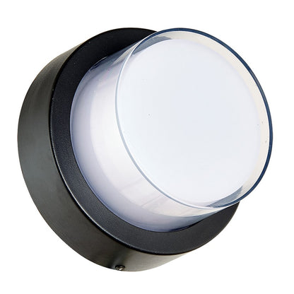 Abra Lighting Geo 1 Light Round Wet Location Wall Sconce, Black