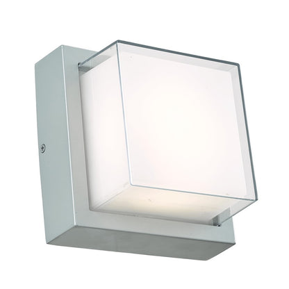 Abra Lighting Geo 1 Light Square Wet Location Wall Sconce, Silica