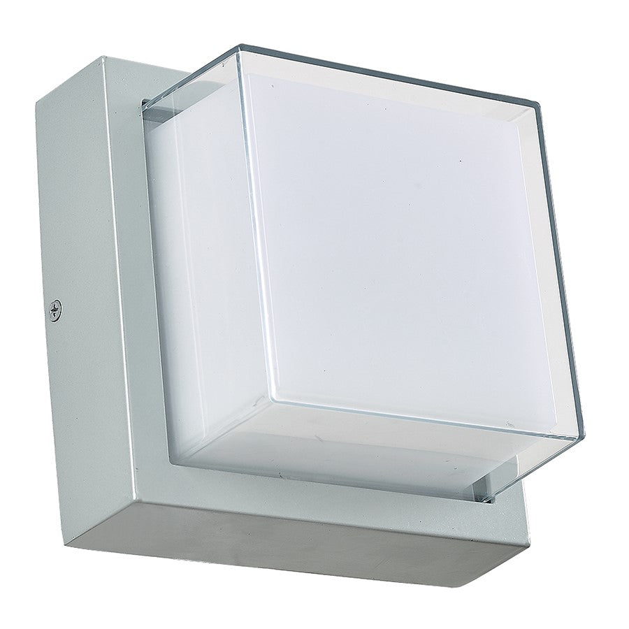 Abra Lighting Geo 1 Light Square Wet Location Wall Sconce, Silica