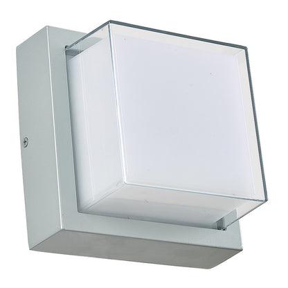 Abra Lighting Geo 1 Light Square Wet Location Wall Sconce, Silica