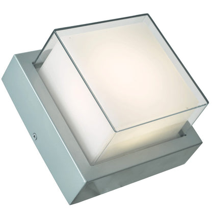 Abra Lighting Geo 1 Light Square Wet Location Wall Sconce, Silica