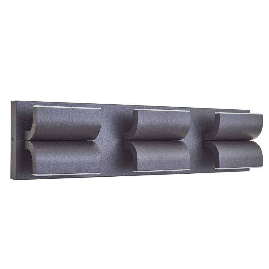 Abra Lighting Willow 6 Light Curved Aluminum Wall Light, Black