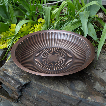 Achla Aster 14in Birdbath Bowl | Copper Plated Hammered Brass | Garden & Patio Bird Bath | 14 x 14 x 2.5 in | Model BB-21