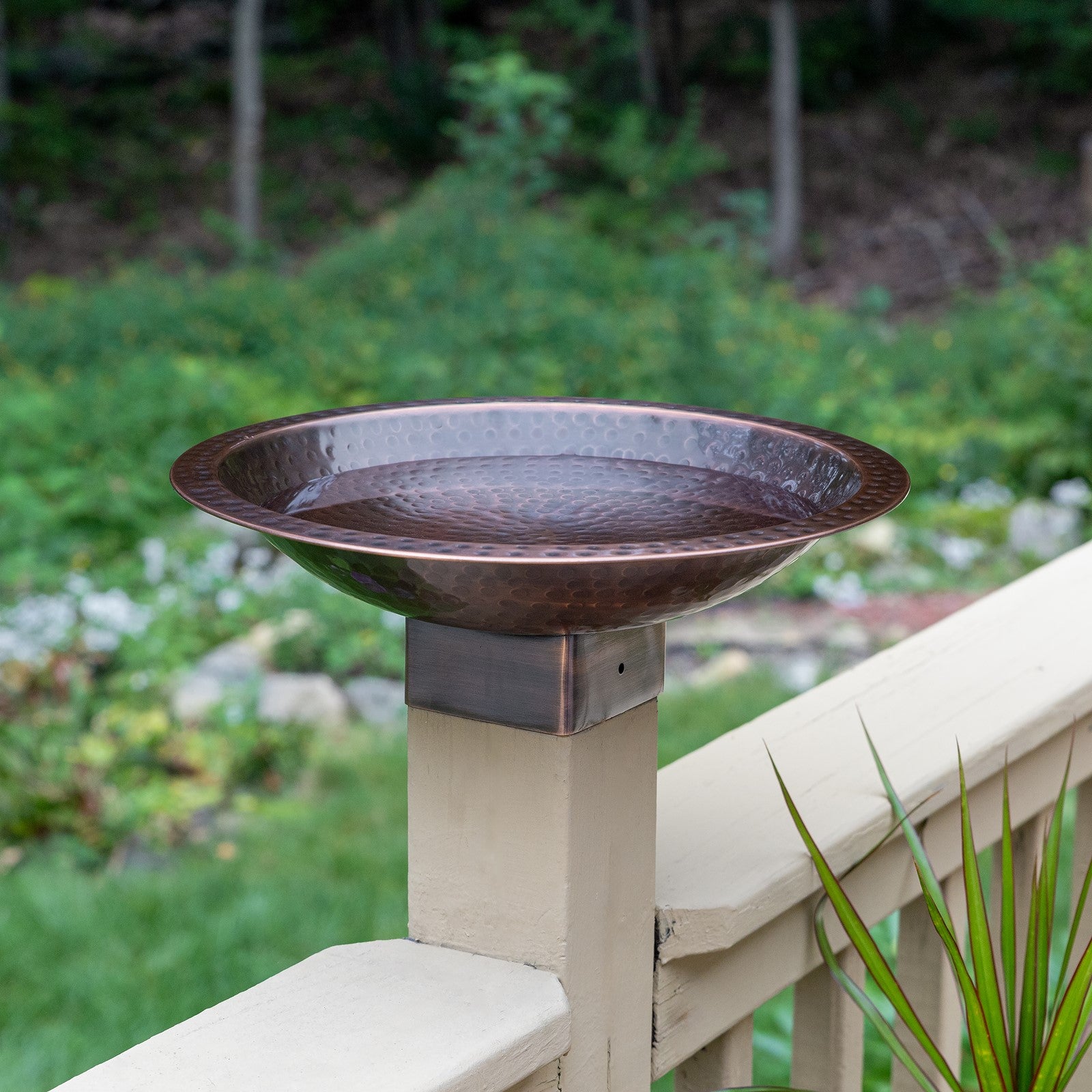 Achla Hammered Copper 14in Birdbath for 4x4 Post | Copper Plated Brass | Garden & Patio Bird Bath | 14 x 14 x 6.5 in | Model BBHC-14P