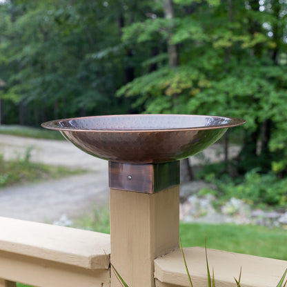 Achla Hammered Copper 14in Birdbath Bowl | Rustic Brass with Copper Plated Finish | Garden & Patio Post-Mounted Bird Bath | Model BBHC-14P