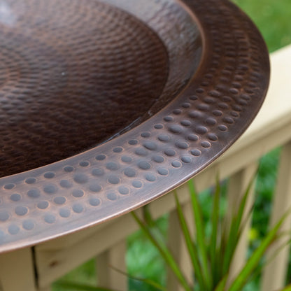 Achla Hammered Copper 23in Birdbath for 4x4 Post | Copper Plated Brass | Garden & Patio Bird Bath | 23 x 23 x 7.25 in | Model BBHC-23P