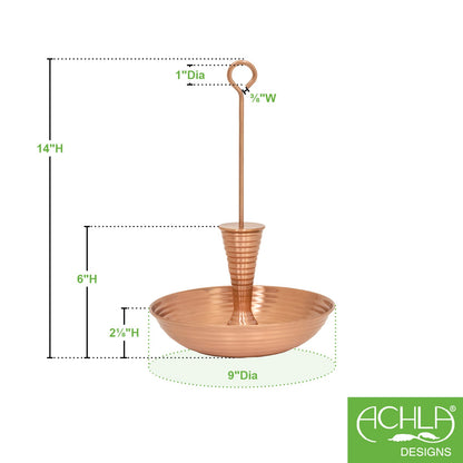 Achla Droplet 9in Birdbath & Feeder | Satin Copper Brass | Patio & Garden Accent | 9 x 9 x 14 in | Model BFB-01