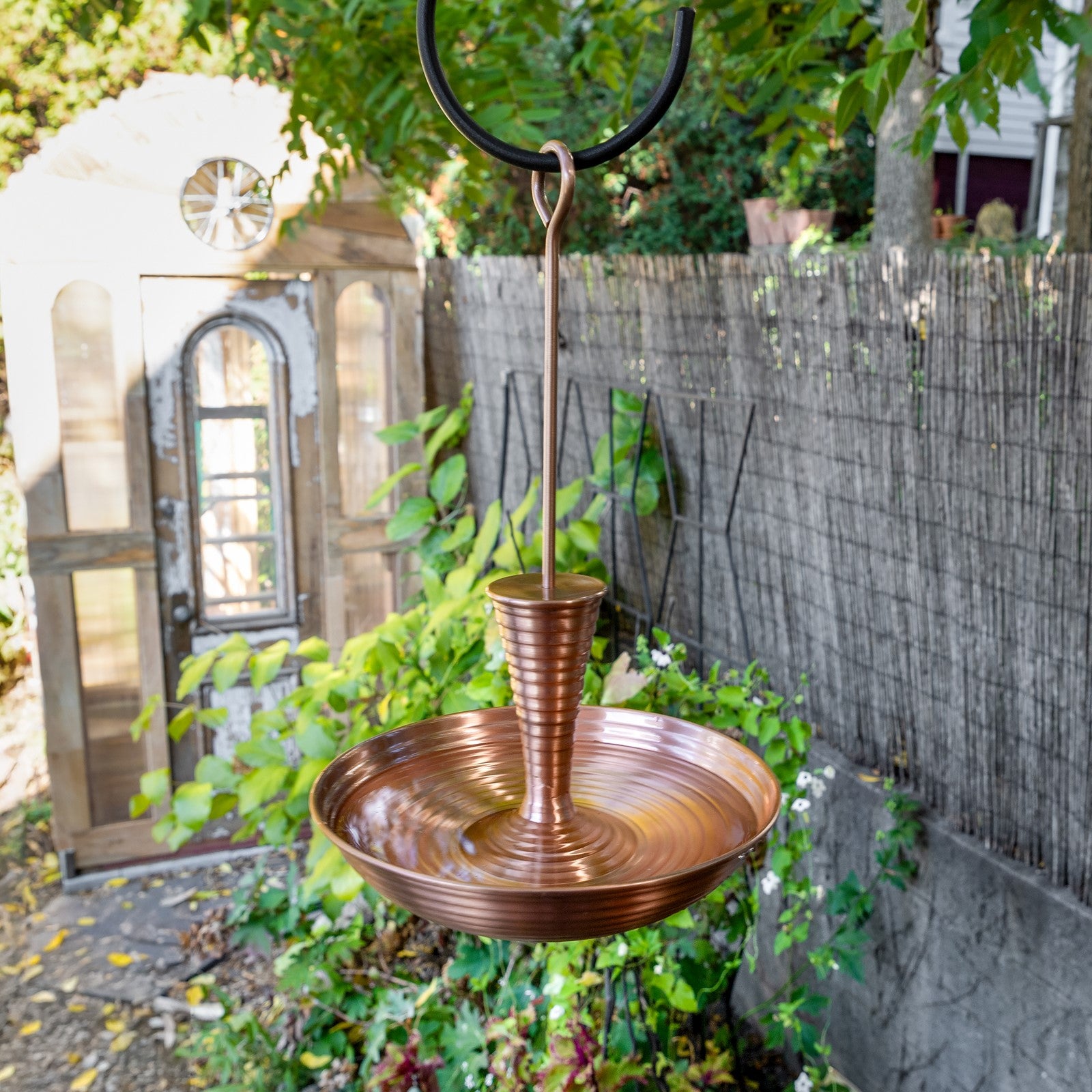 Achla Droplet 9in Birdbath & Feeder | Satin Copper Brass | Patio & Garden Accent | 9 x 9 x 14 in | Model BFB-01